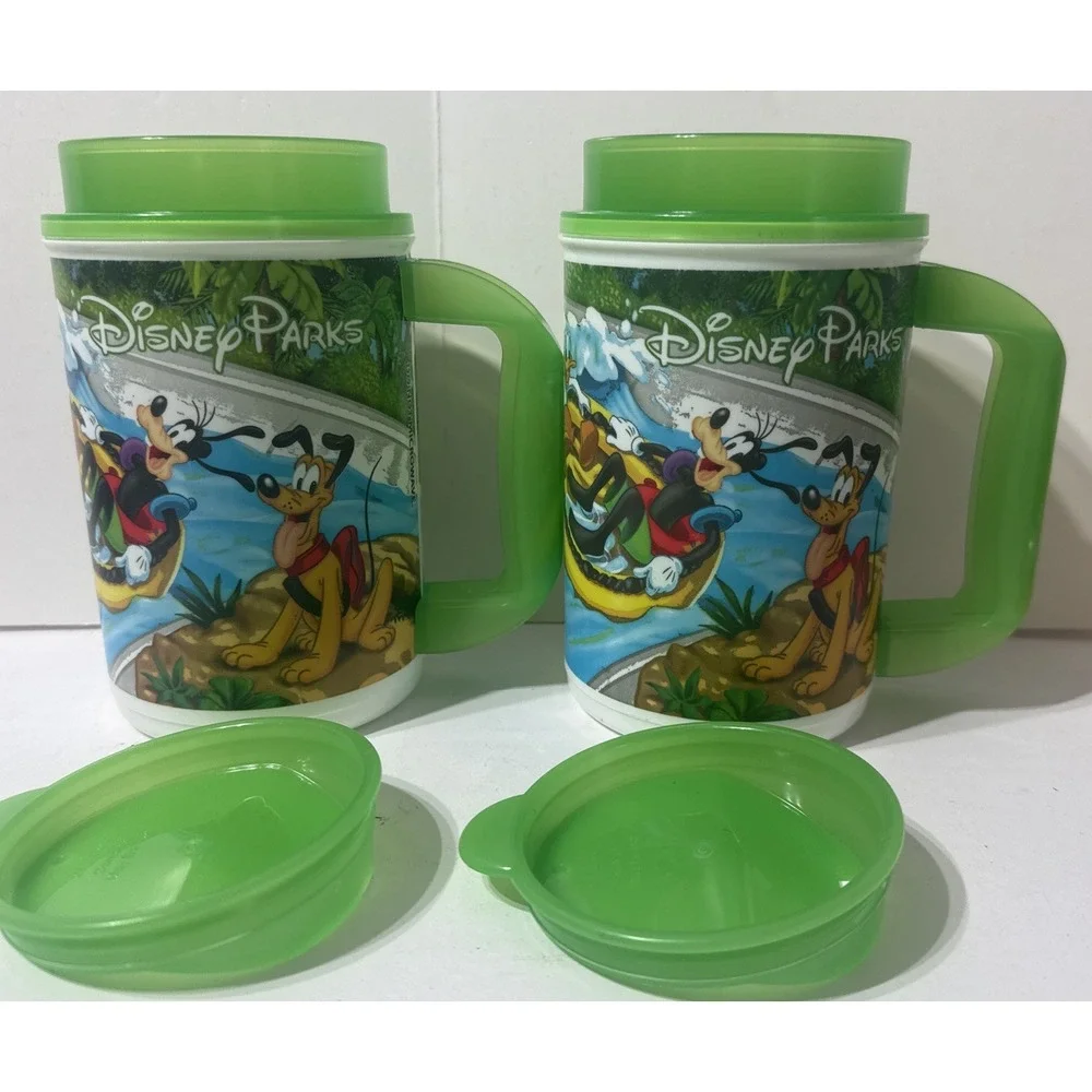 Disney Parks Rapid Refill Whirley Drink Works Green Reusable Travel Cup Mug 2 Pc